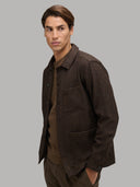 Overshirt man xacus solid colour textured brown_3