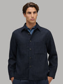 Overshirt man xacus solid colour textured dark blue_3