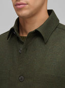 Overshirt man xacus solid colour textured army green_2