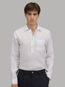 Shirt man xacus solid colour linen white_3