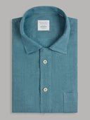 Shirt man xacus solid colour linen teal_1
