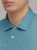 Shirt man xacus solid colour linen teal_2