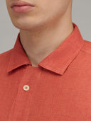 Shirt man xacus solid colour linen orange red_2