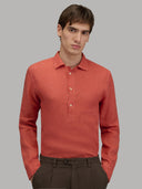 Shirt man xacus solid colour linen orange red_3