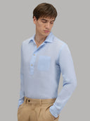 Shirt man xacus solid colour linen light blue melange_3