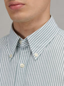 Shirt man xacus stripe oxford forest green_2