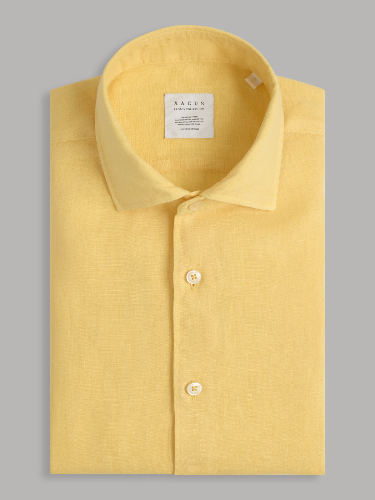 Shirt Collar Cutaway Solid Colour Linen Lemon Yellow Xacus Shirt Collar Cutaway Solid Colour Linen Lemon Yellow Xacus