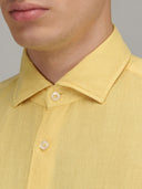 Shirt man xacus solid colour linen lemon yellow_2