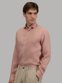Shirt man xacus solid colour linen peach pink_3