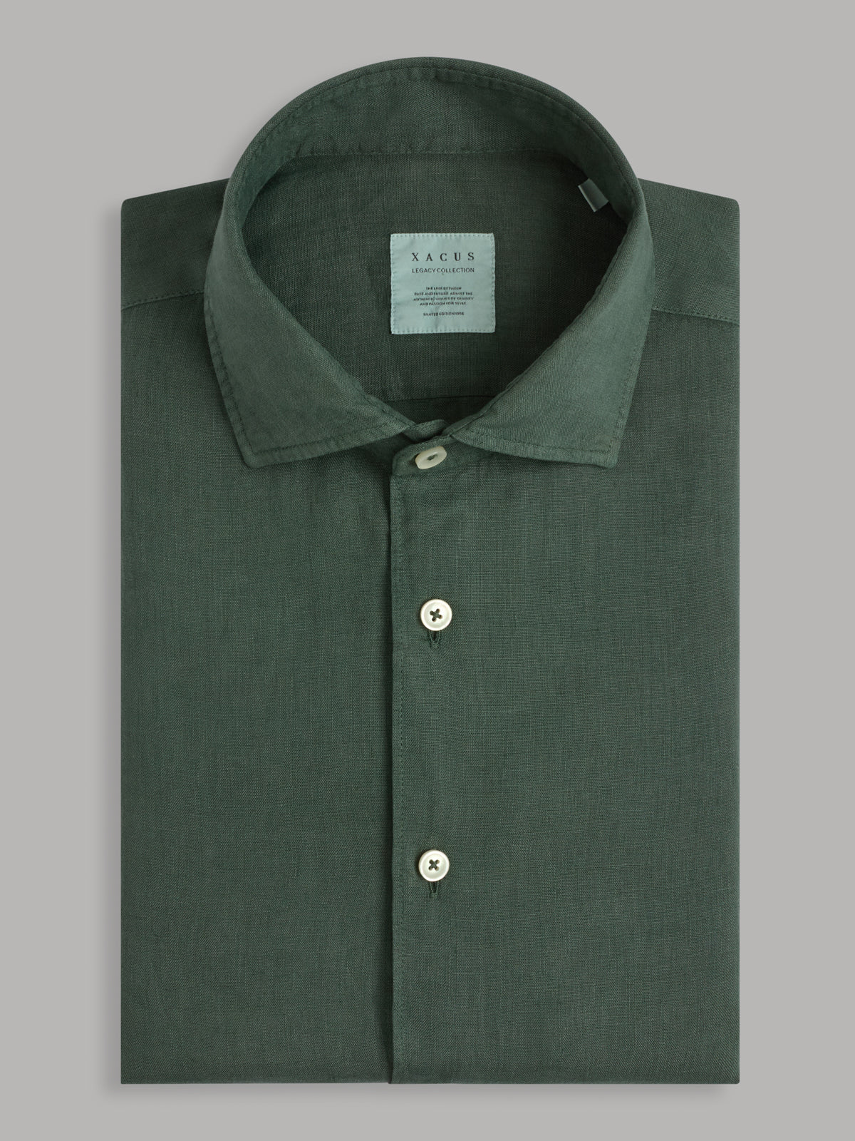 Chemise Col Français Unie Lin Vert Forêt – Xacus
