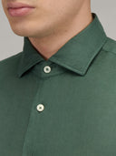 Shirt man xacus solid colour linen forest green_2