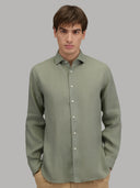 Shirt man xacus solid colour linen army green_3