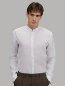 Shirt man xacus solid colour linen white_3