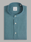 Shirt man xacus solid colour linen teal_1