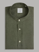 Shirt man xacus solid colour linen army green_1