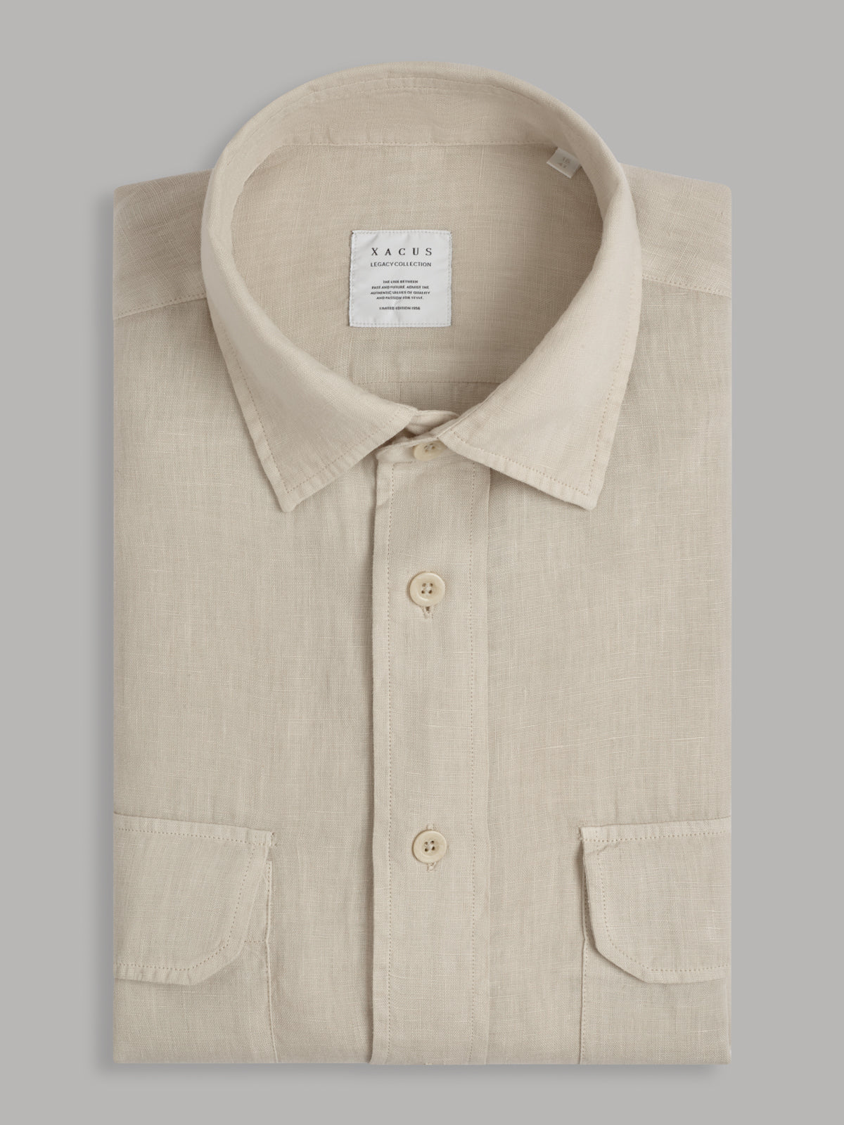 Shirt Collar Small Spread Solid Colour Linen Beige – Xacus