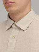 Shirt man xacus solid colour linen beige_2