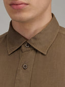 Shirt man xacus solid colour linen brown_2