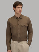 Shirt man xacus solid colour linen brown_3