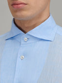 Shirt man xacus solid colour linen light blue melange_2