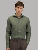 Shirt man xacus solid colour linen army green_3