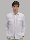 Shirt man xacus solid colour linen white_3