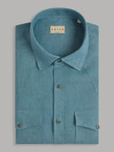 Shirt man xacus solid colour linen teal_1