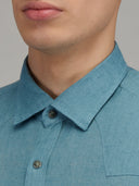 Shirt man xacus solid colour linen teal_2