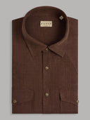 Shirt man xacus solid colour linen mahogany_1