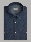 Shirt man xacus solid colour twill blue jeans_1