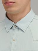 Shirt man xacus solid colour gabardine washed light blue_2