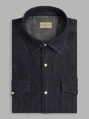 Shirt man xacus solid colour gabardine blue jeans_1