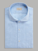 Shirt man xacus solid colour linen light blue melange_1