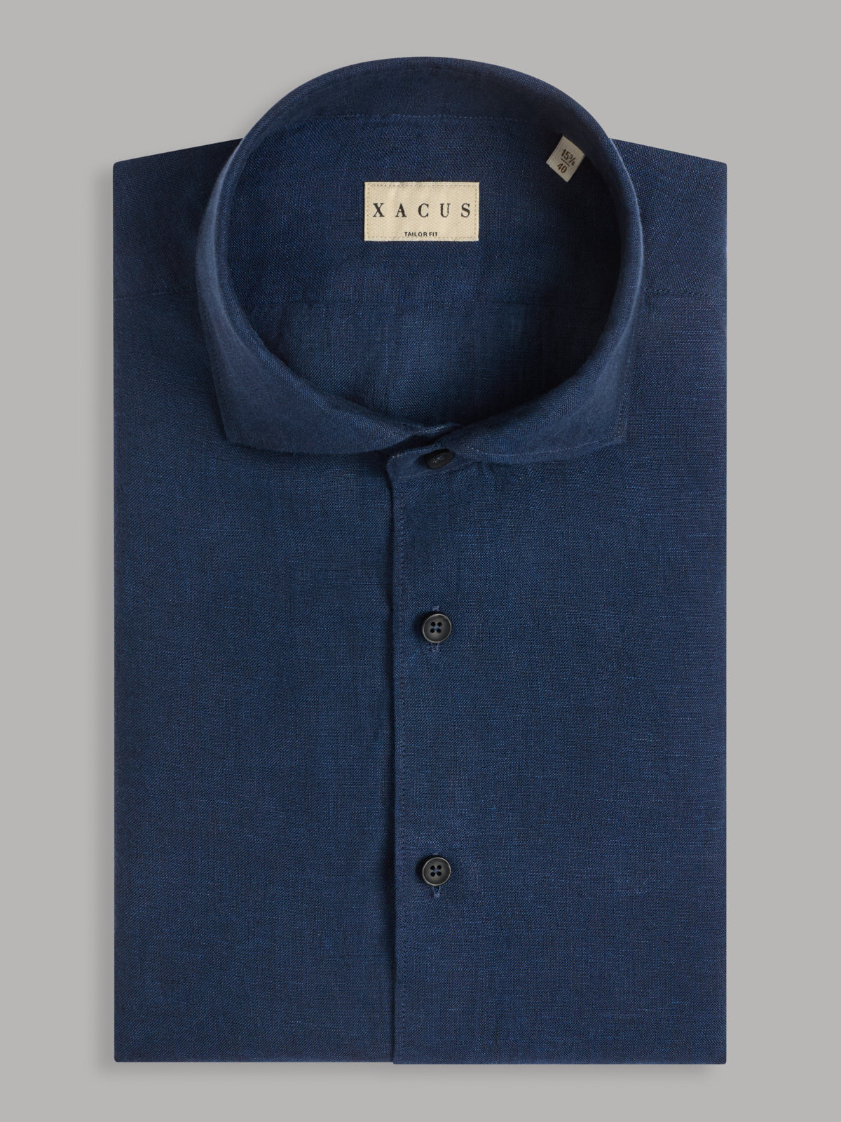 Shirt Collar Cutaway Solid Colour Linen Navy Blue – Xacus