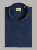 Shirt man xacus solid colour linen navy blue_1