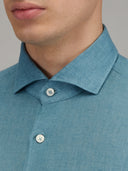 Shirt man xacus solid colour linen teal_2
