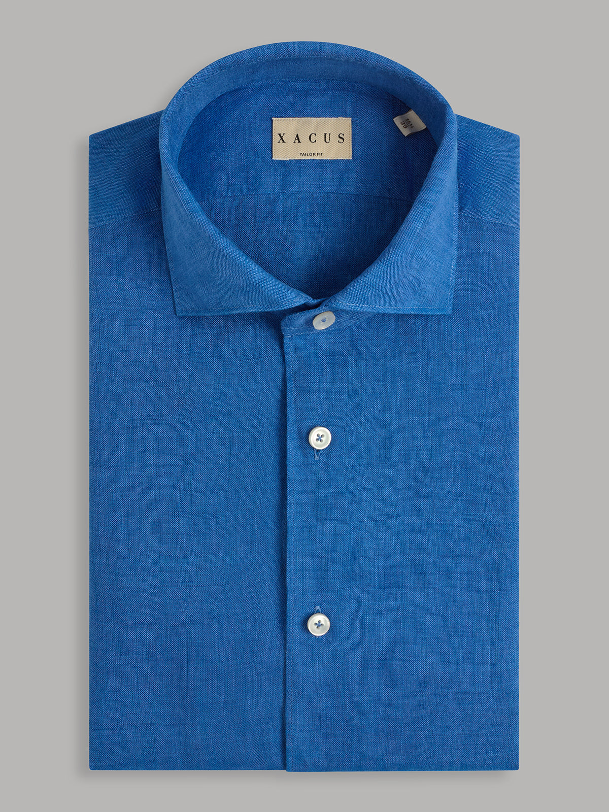 Shirt Collar Cutaway Solid Colour Linen Electric Blue – Xacus