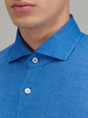 Shirt man xacus solid colour linen electric blue_2