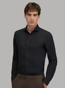 Shirt man xacus solid colour linen black_3