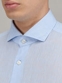 Shirt man xacus solid colour linen light blue melange_2