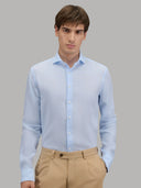 Shirt man xacus solid colour linen light blue melange_3