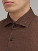 Shirt man xacus solid colour linen mahogany_2