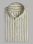 Shirt man xacus stripe linen army green_1