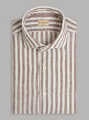 Shirt man xacus stripe linen brown_1