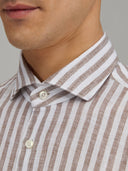 Shirt man xacus stripe linen brown_2