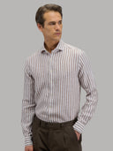 Shirt man xacus stripe linen brown_3