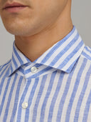 Shirt man xacus stripe linen blue_2
