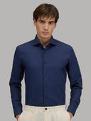 Shirt man xacus solid colour linen dark blue_3