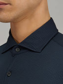 Shirt man xacus solid colour seersucker navy blue_2
