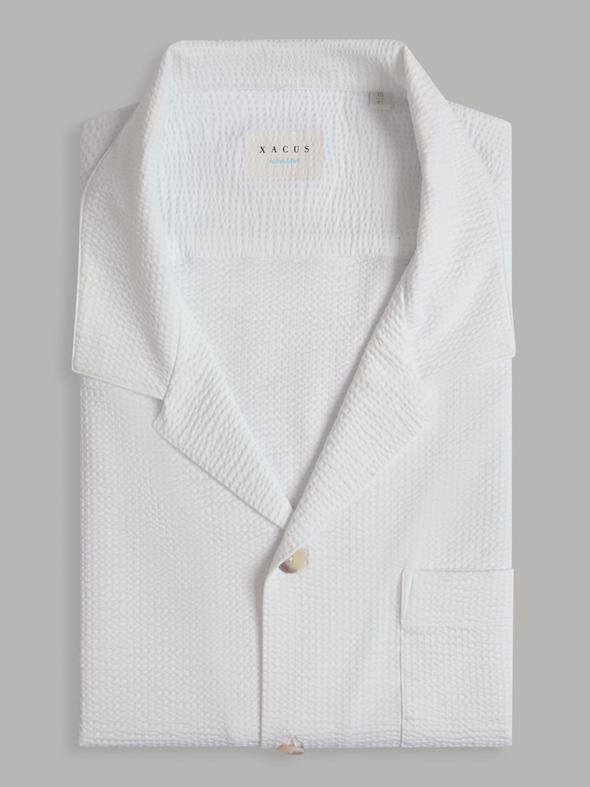 Shirt Collar Spread Solid Colour Seersucker White – Xacus